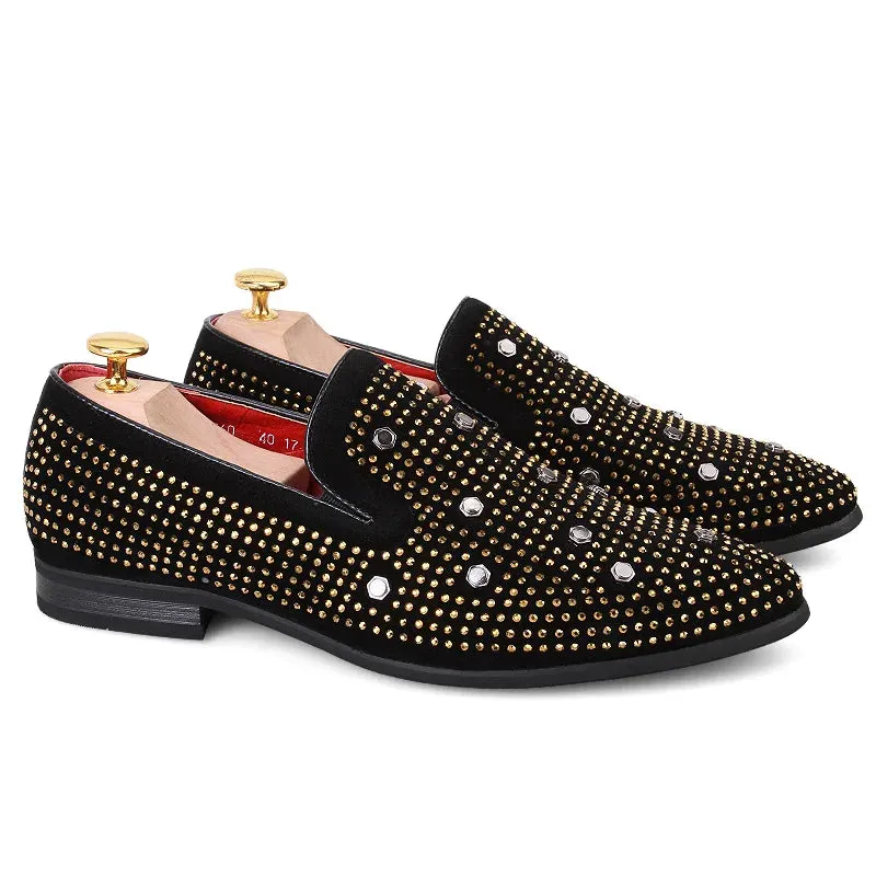 Luxurious slip-on shoes with stud embellishments