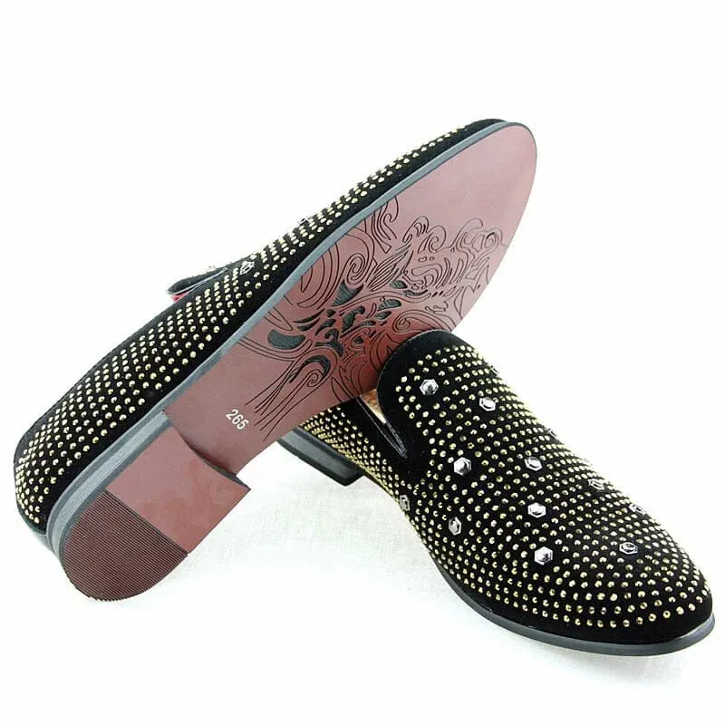 Luxurious slip-on shoes with stud embellishments