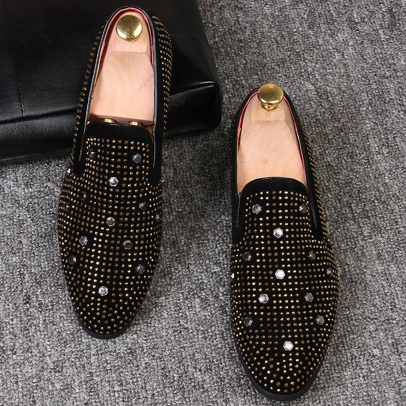 Luxurious slip-on shoes with stud embellishments