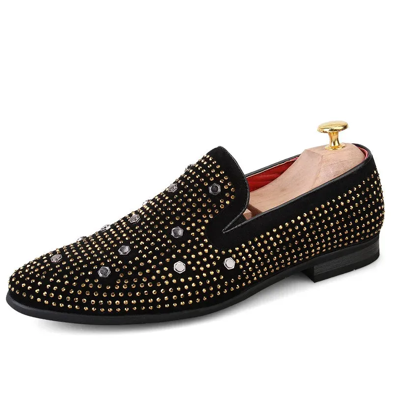 Luxurious slip-on shoes with stud embellishments