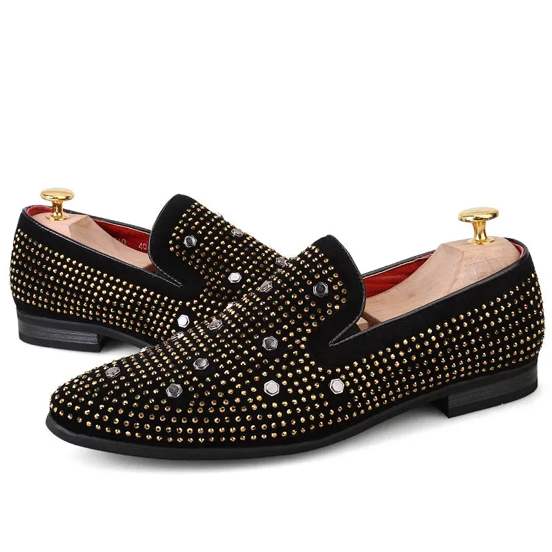 Luxurious slip-on shoes with stud embellishments