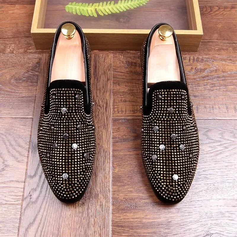 Luxurious slip-on shoes with stud embellishments