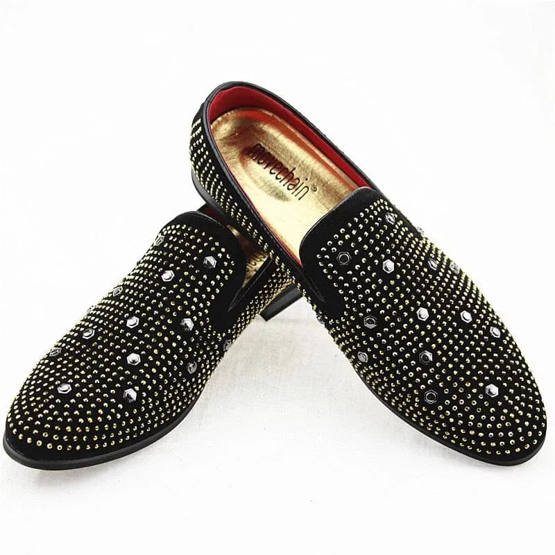 Luxurious slip-on shoes with stud embellishments
