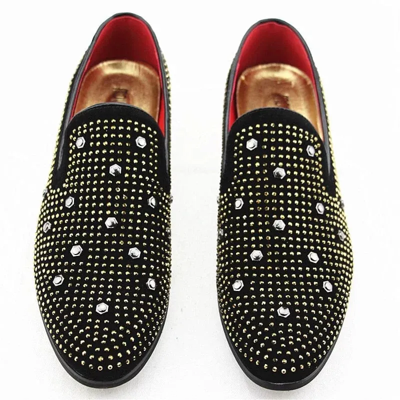 Luxurious slip-on shoes with stud embellishments