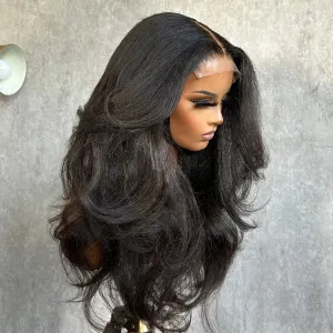 Luxury Kinky Straight Lace Front Wig – Natural Look, Full Volume & Soft Texture