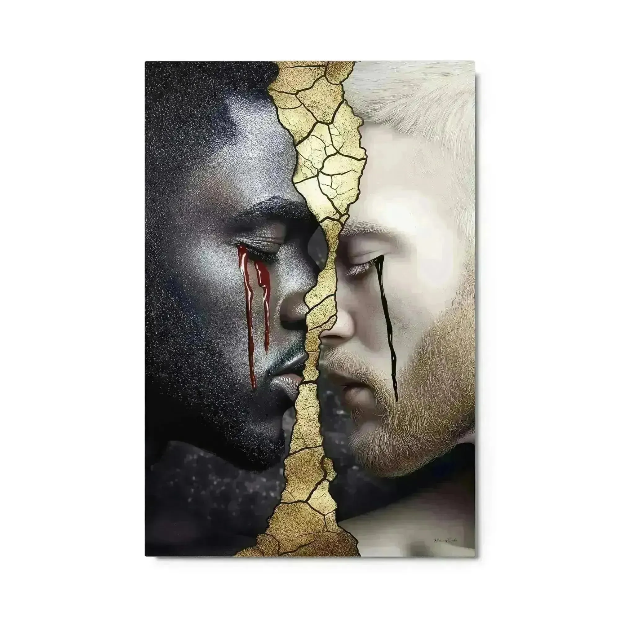 Luxury Metal Wall Art – Golden Tears | Striking Emotional Piece