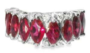 Magnificent Estate 18K White Gold Ruby Diamond Wedding Ring Band