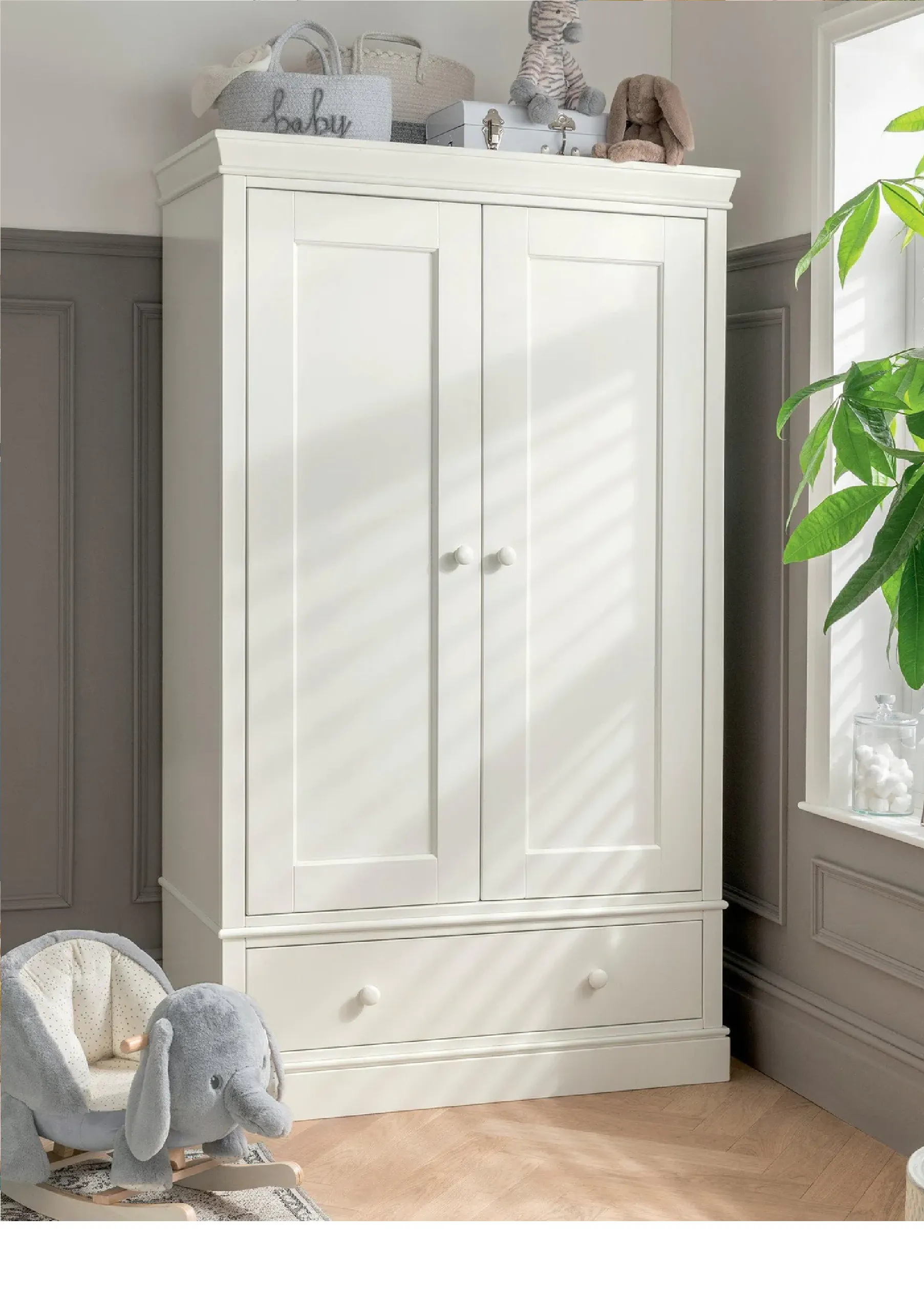 Mamas and Papas Oxford Cotbed, Dresser and Wardrobe