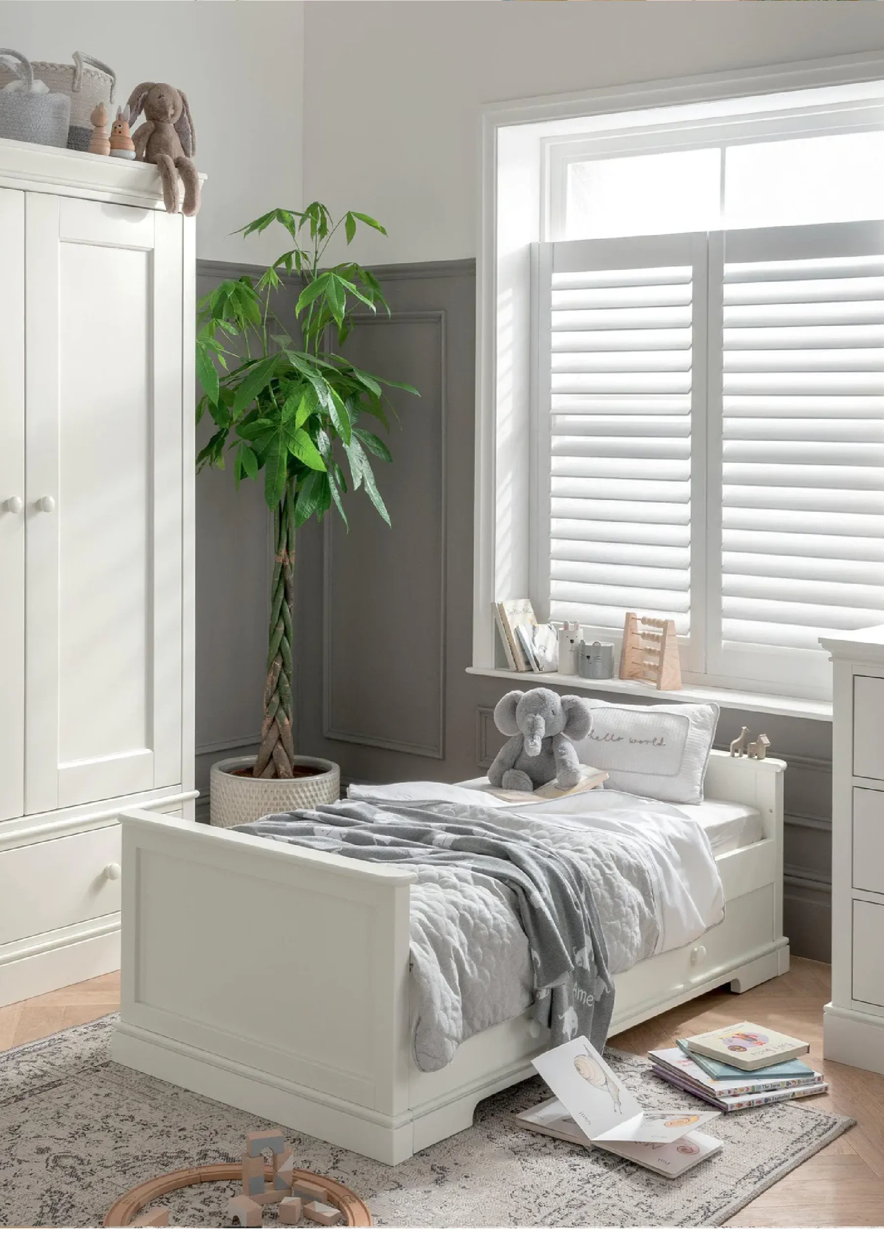 Mamas and Papas Oxford Cotbed, Dresser and Wardrobe