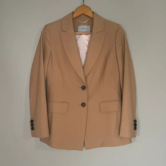 Marella Blazer Jacket Size 6 Tan Workwear Business Professional Minimalist