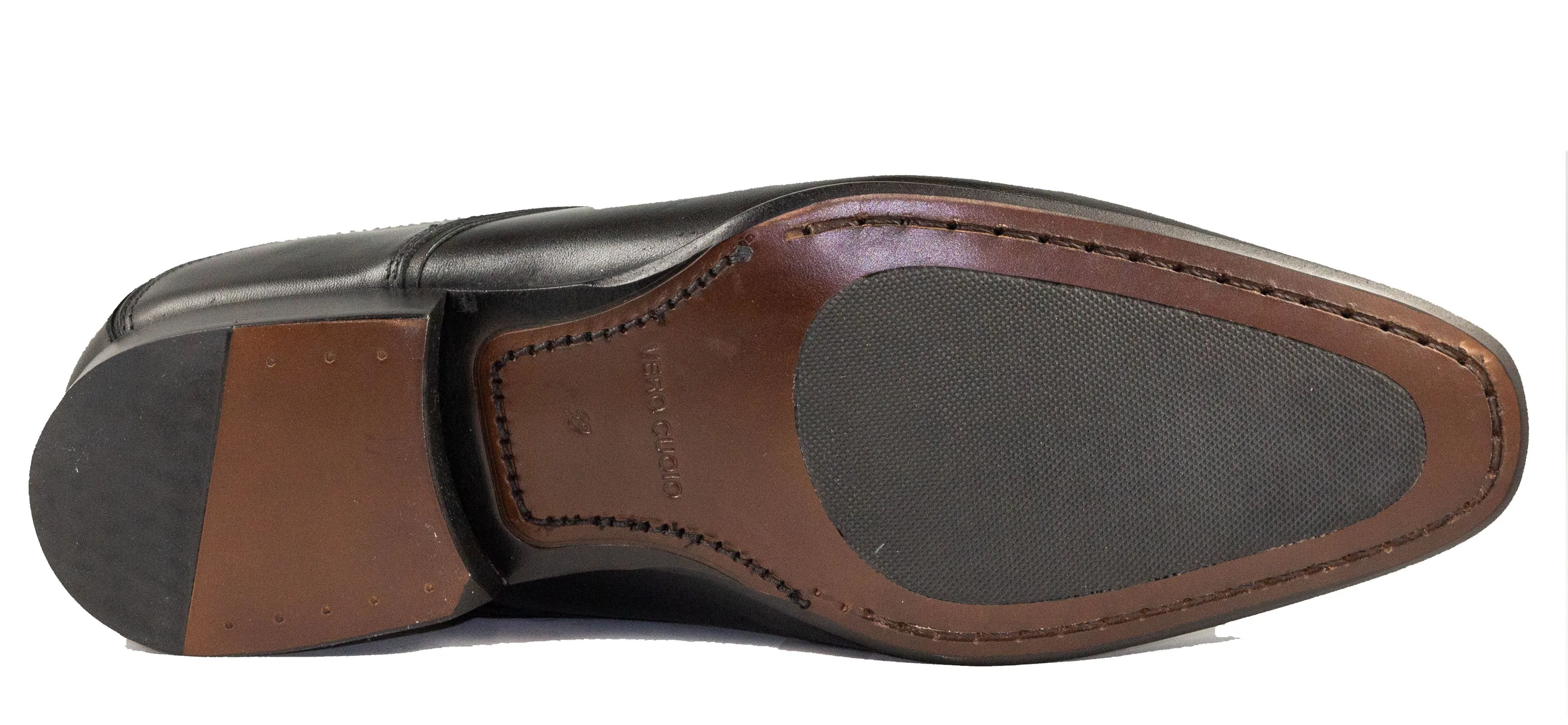 Mario Samello  Men's Black Leather Plain Toe Dress Shoes  Lambri 10
