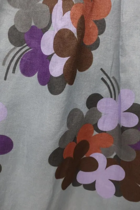 Marni Dress Blue Floral Print Cotton Size 38 Leather-Trim Sleeveless Mini