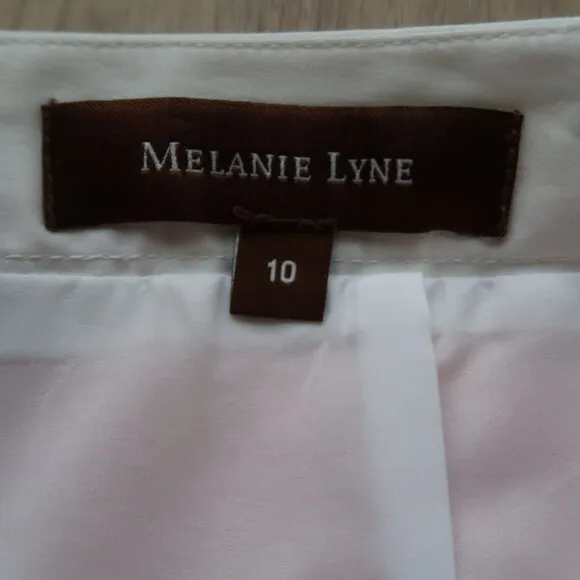 Melanie Lyne Cotton Blend Pencil Skirt Size 10 in Orange/White