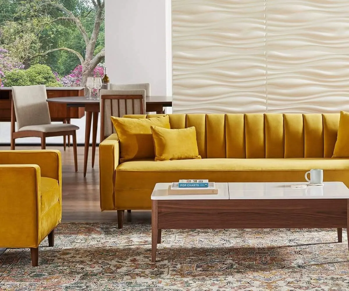 Mid-Century Modern Sofa in Mustard