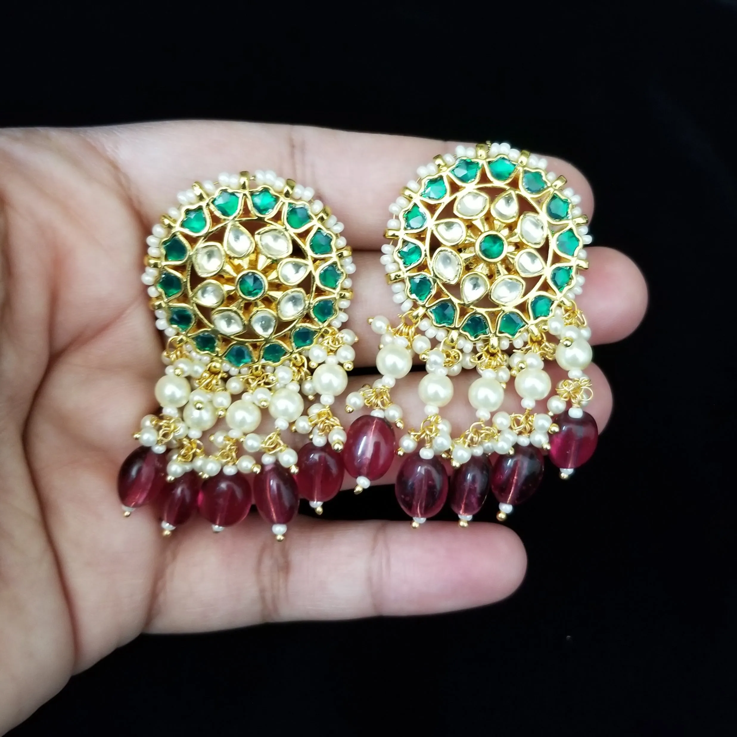 Mid Length Pachi Kundan Pearl Maala With Gold Plating
