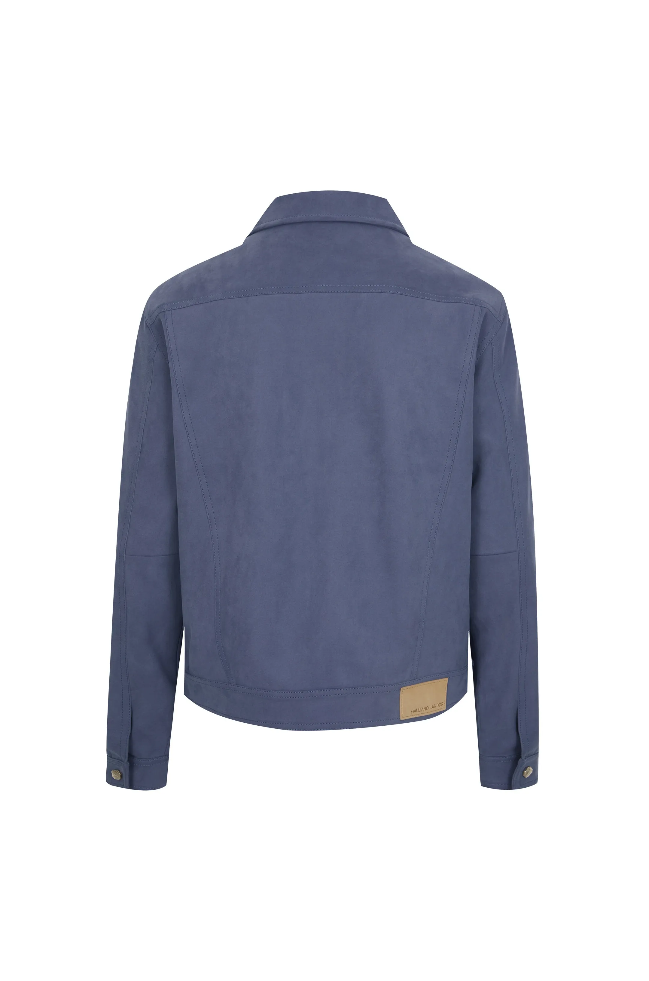 Midnight Blue Suede Fabric Jacket