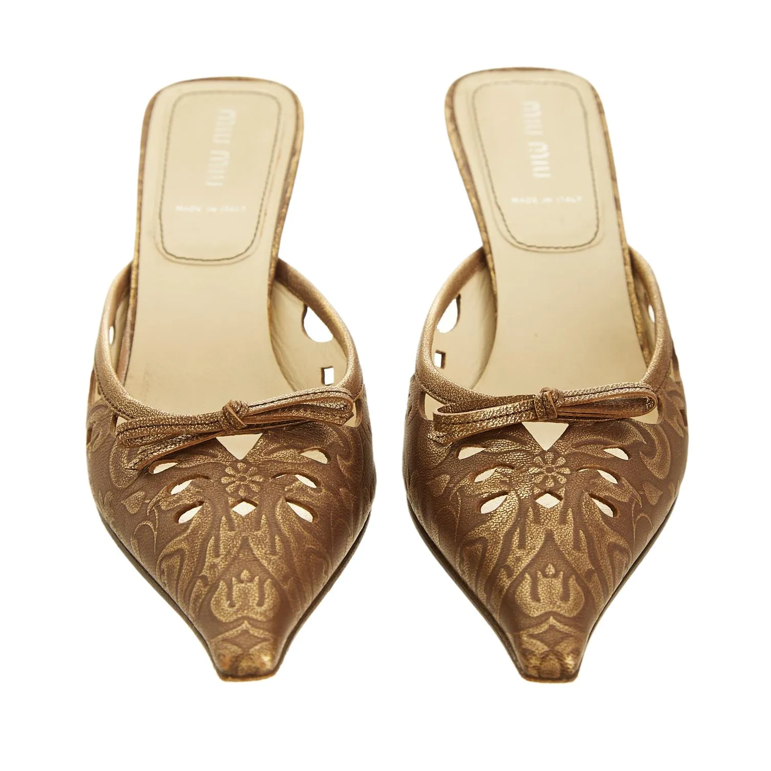 Miu Miu Metallic Kitten Heels
