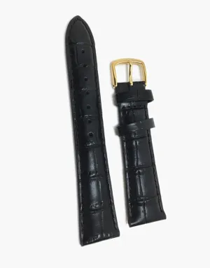 MS835 Black Genuine Calf Skin Cro Grain Watch Band Strap Golden-Hadley-Romabuckle