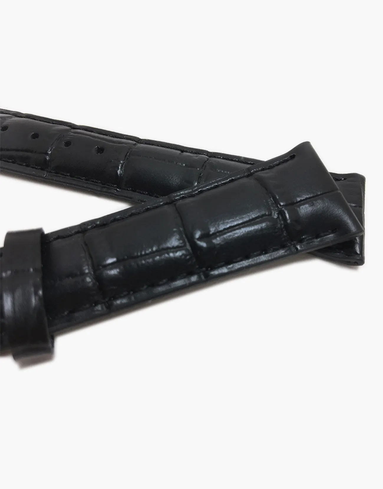 MS835 Black Genuine Calf Skin Cro Grain Watch Band Strap Golden-Hadley-Romabuckle