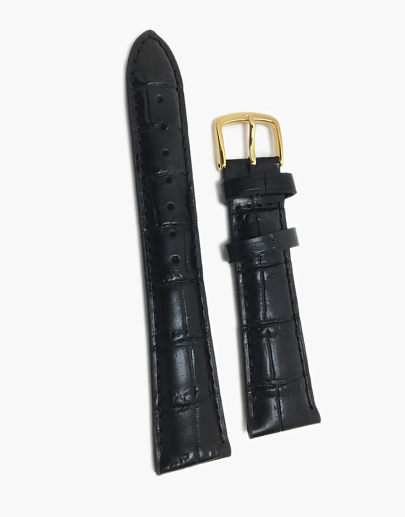 MS835 Black Genuine Calf Skin Cro Grain Watch Band Strap Golden-Hadley-Romabuckle