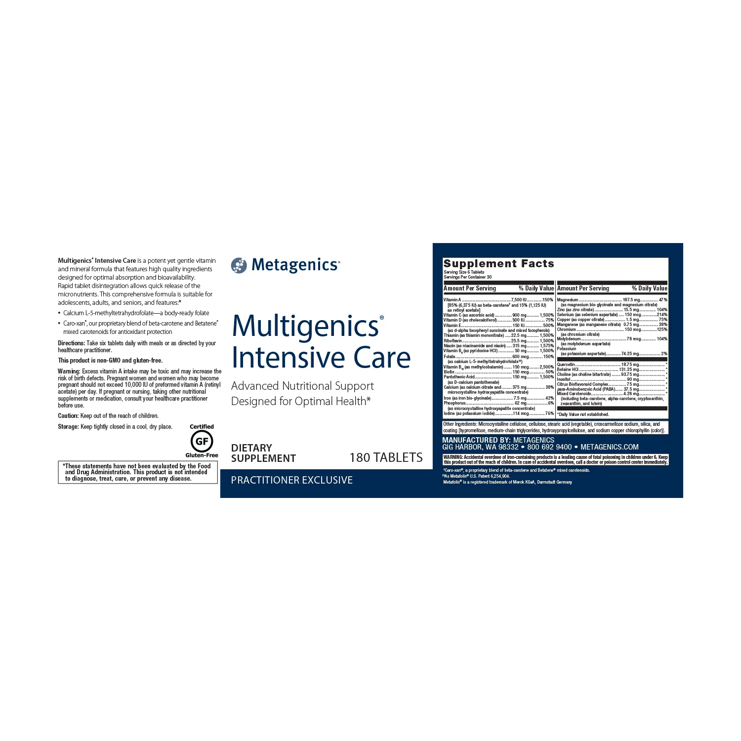Multigenics® Intensive Care <br>Advanced Nutritional Support Designed for Optimal Health*
