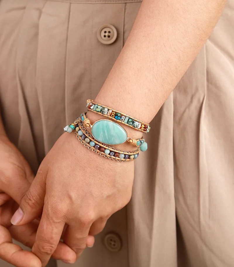 Natural Amazonite Beaded Bracelet
