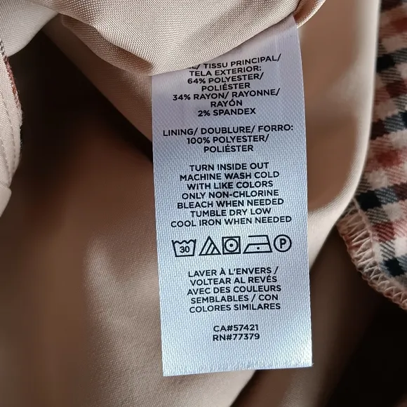 New Ann Taylor Factory Pencil Skirt Plaid Lined Brown Black Beige Gold Size 8