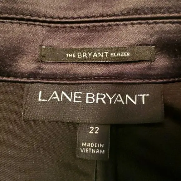 NEW LANE BRYANT THE BRYANT BLAZER Black Velvet Womens Size 22 Career Office