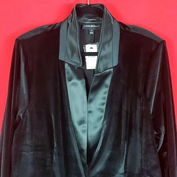 NEW LANE BRYANT THE BRYANT BLAZER Black Velvet Womens Size 22 Career Office