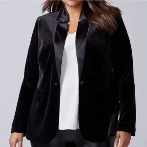 NEW LANE BRYANT THE BRYANT BLAZER Black Velvet Womens Size 22 Career Office