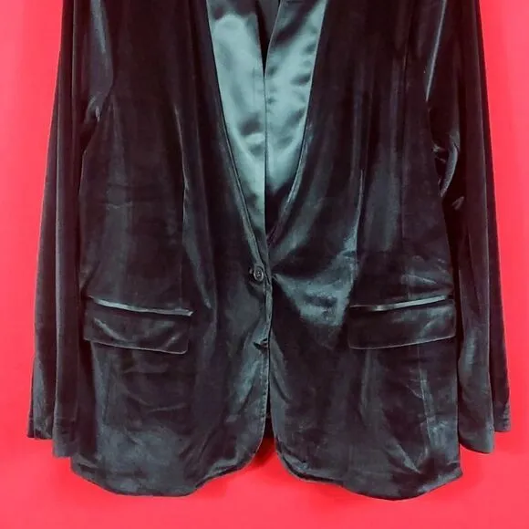 NEW LANE BRYANT THE BRYANT BLAZER Black Velvet Womens Size 22 Career Office