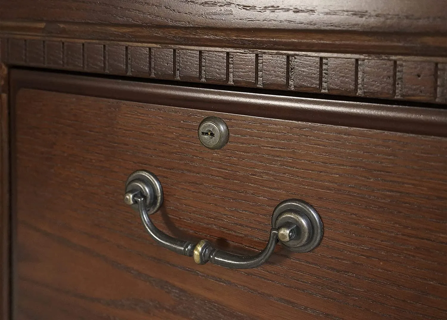 New Martin Furniture Huntington Oxford 2 Drawer File Cabinet, Burnish - Fully Assembled, has some minor cosmetic damage from transport, could be fixed with furniture marker! Retails $664 