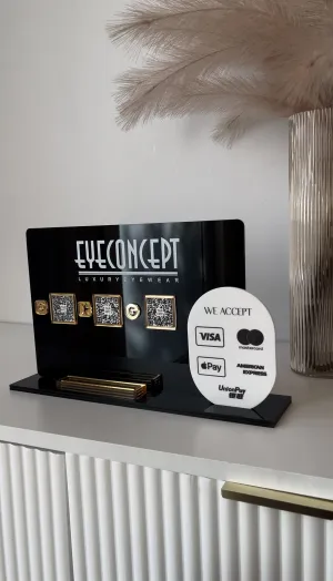 (NFC) 5 in 1 - Rectangle 3 QR codes, Logo, Card Holder   Oval