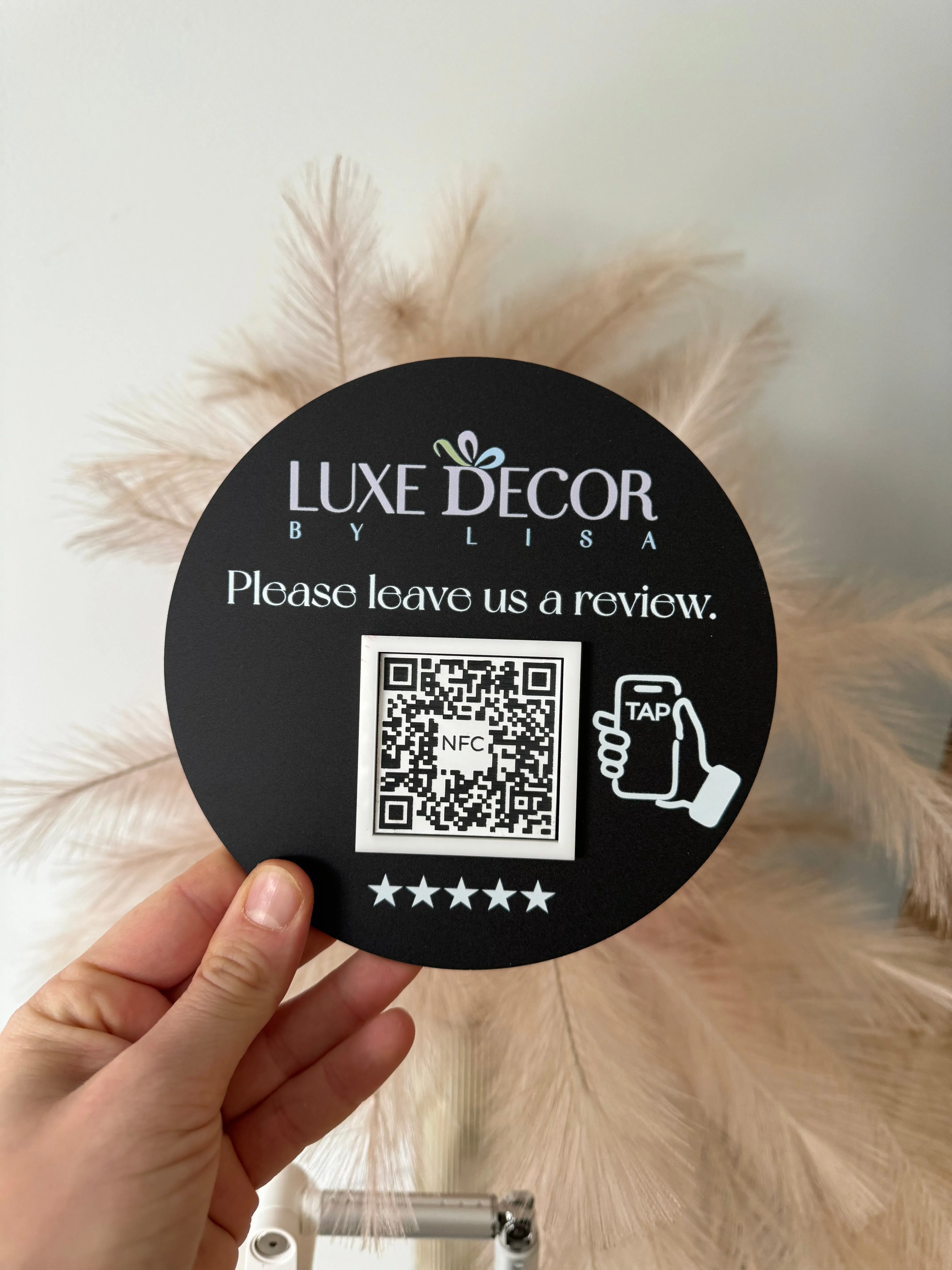 NFC   QR Code - Round Review Business Sign