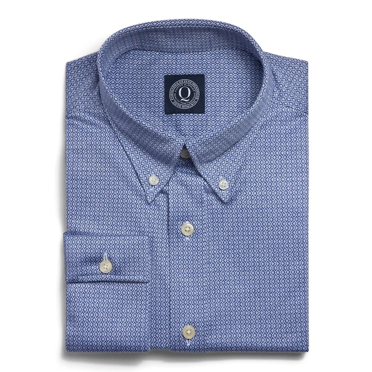 Non-Iron Knit Diamond - Blue