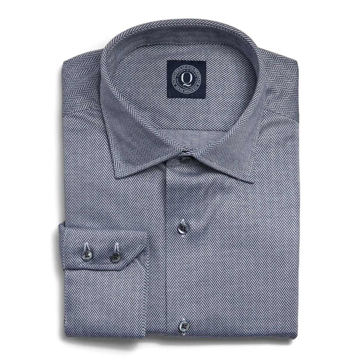 Non-Iron Knit Herringbone - Navy