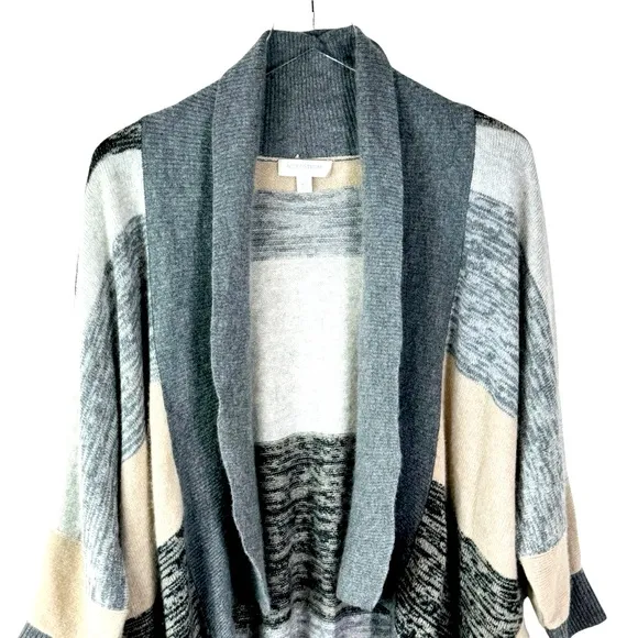 Nordstrom Collection 100% Cashmere Open Cardigan Sweater Gray Women's Size M/L