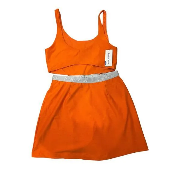 NWT Outdoor Voices Women Large Court Dress Clemetine Orange‎ Tennis Dress Skort