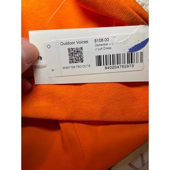 NWT Outdoor Voices Women Large Court Dress Clemetine Orange‎ Tennis Dress Skort