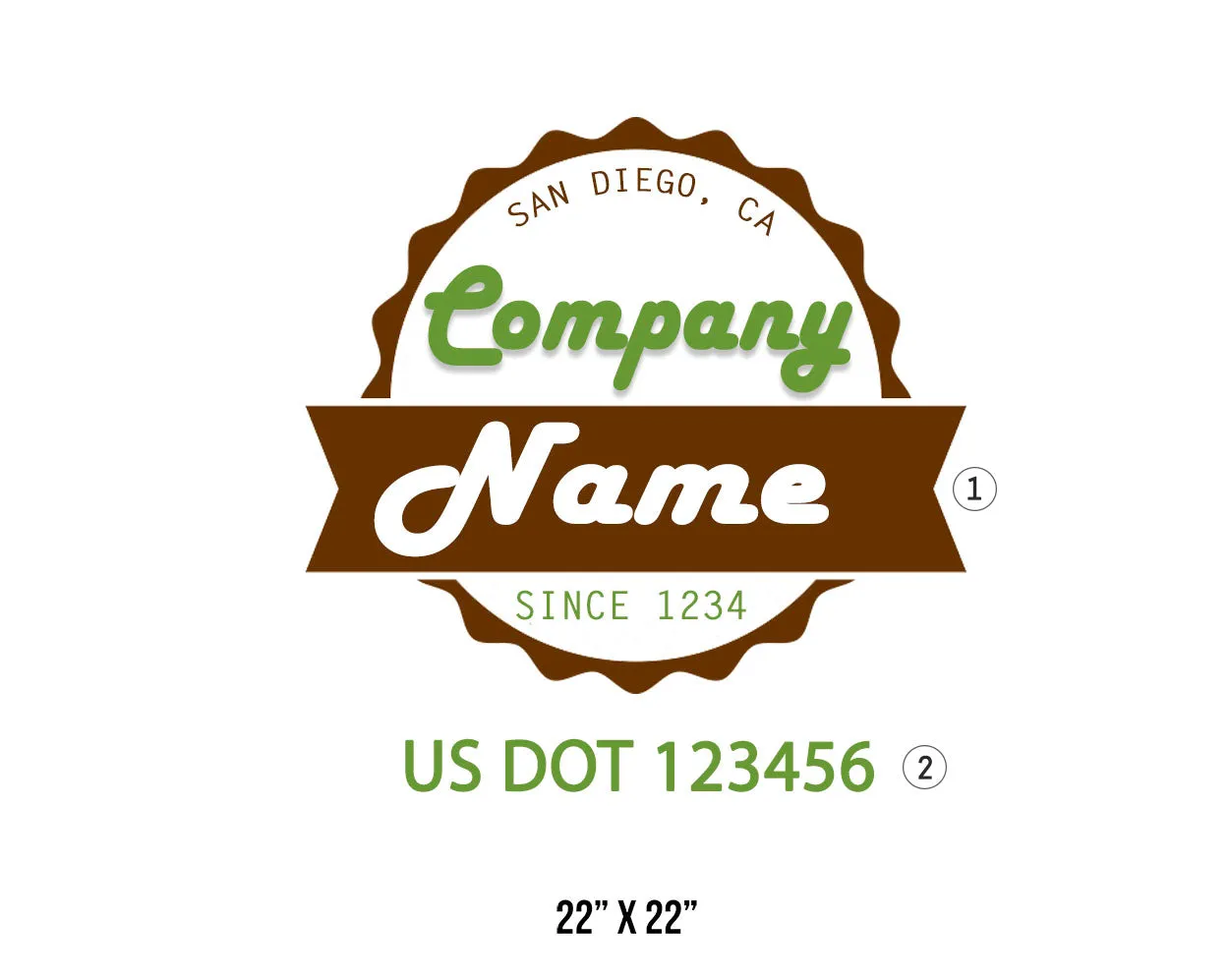 Old School Style Company Name Truck Decal USDOT, 2 Pack