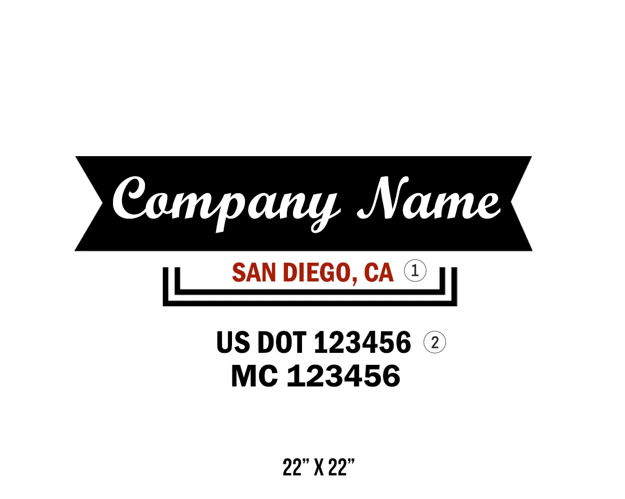 Old School Style Company Name Truck Decal USDOT, 2 Pack