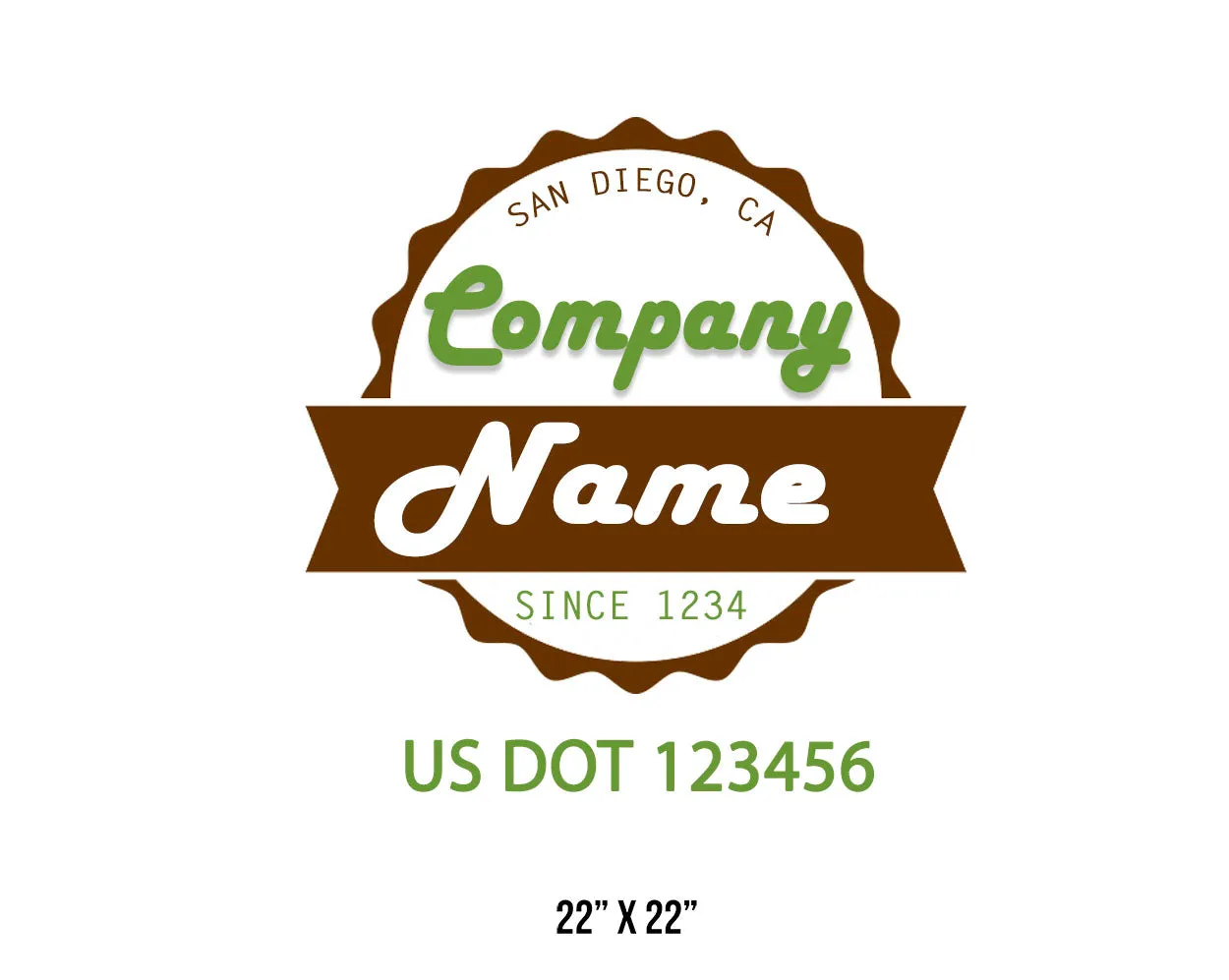 Old School Style Company Name Truck Decal USDOT, 2 Pack