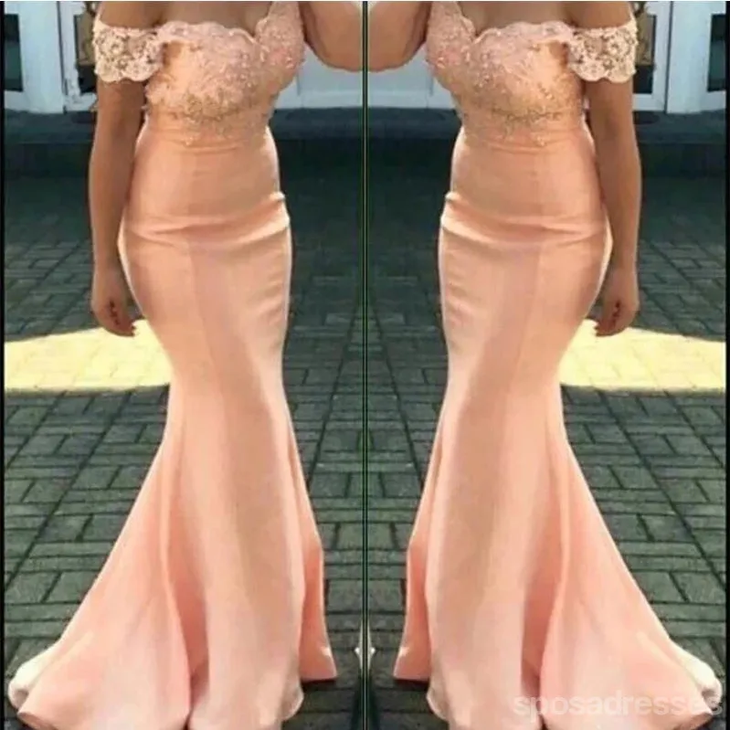 Orange Mermaid Off Shoulder Cheap Long Bridesmaid Dresses Online,WG1199