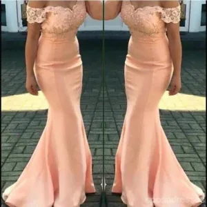 Orange Mermaid Off Shoulder Cheap Long Bridesmaid Dresses Online,WG1199