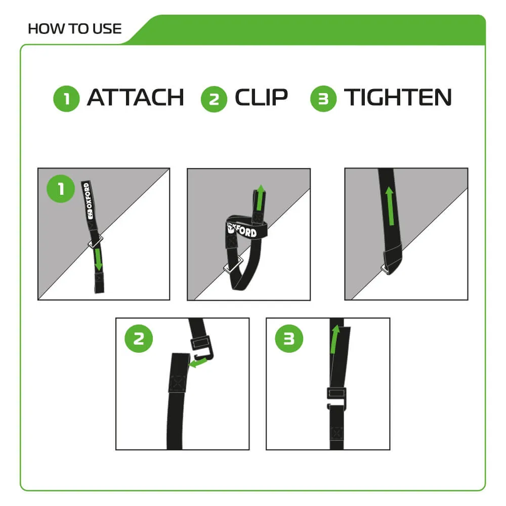 Oxford Atlas G-Hook Straps Black (17mm x 1.2m) (Pair)