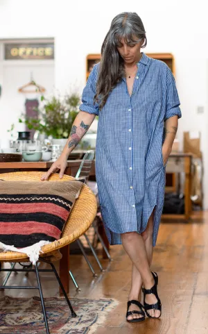 Oxford Shirt Dress in Pinstripe