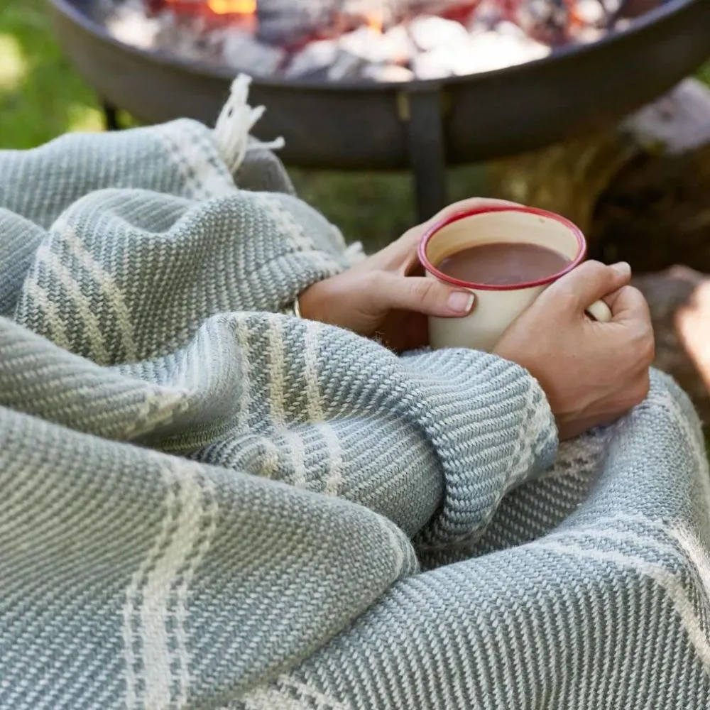 Oxford Striped Blanket- Dove Grey-Weaver Green