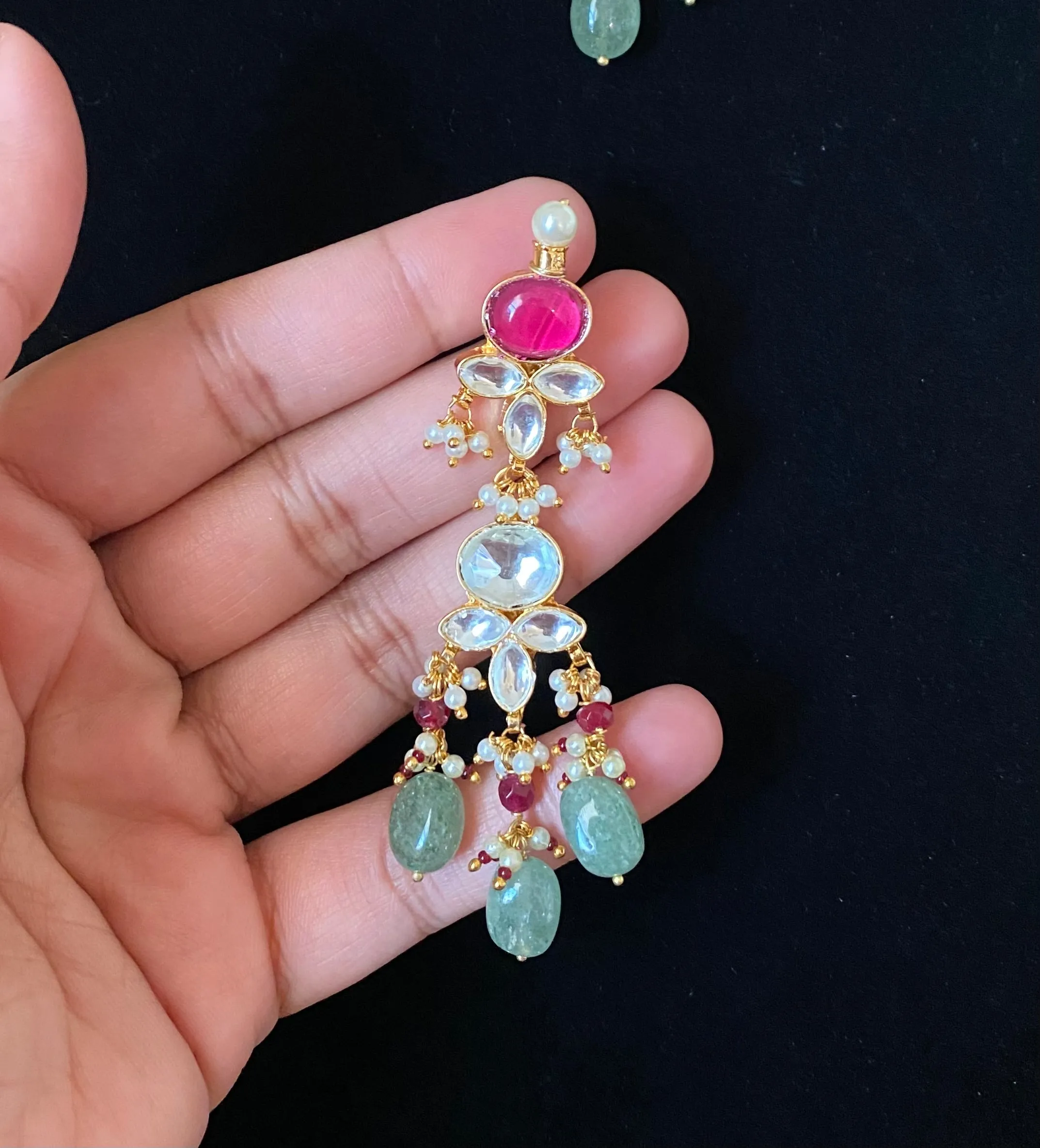 Pachi Kundan Necklace Set With Gold Plating