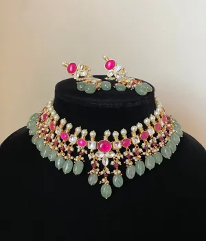 Pachi Kundan Necklace Set With Gold Plating