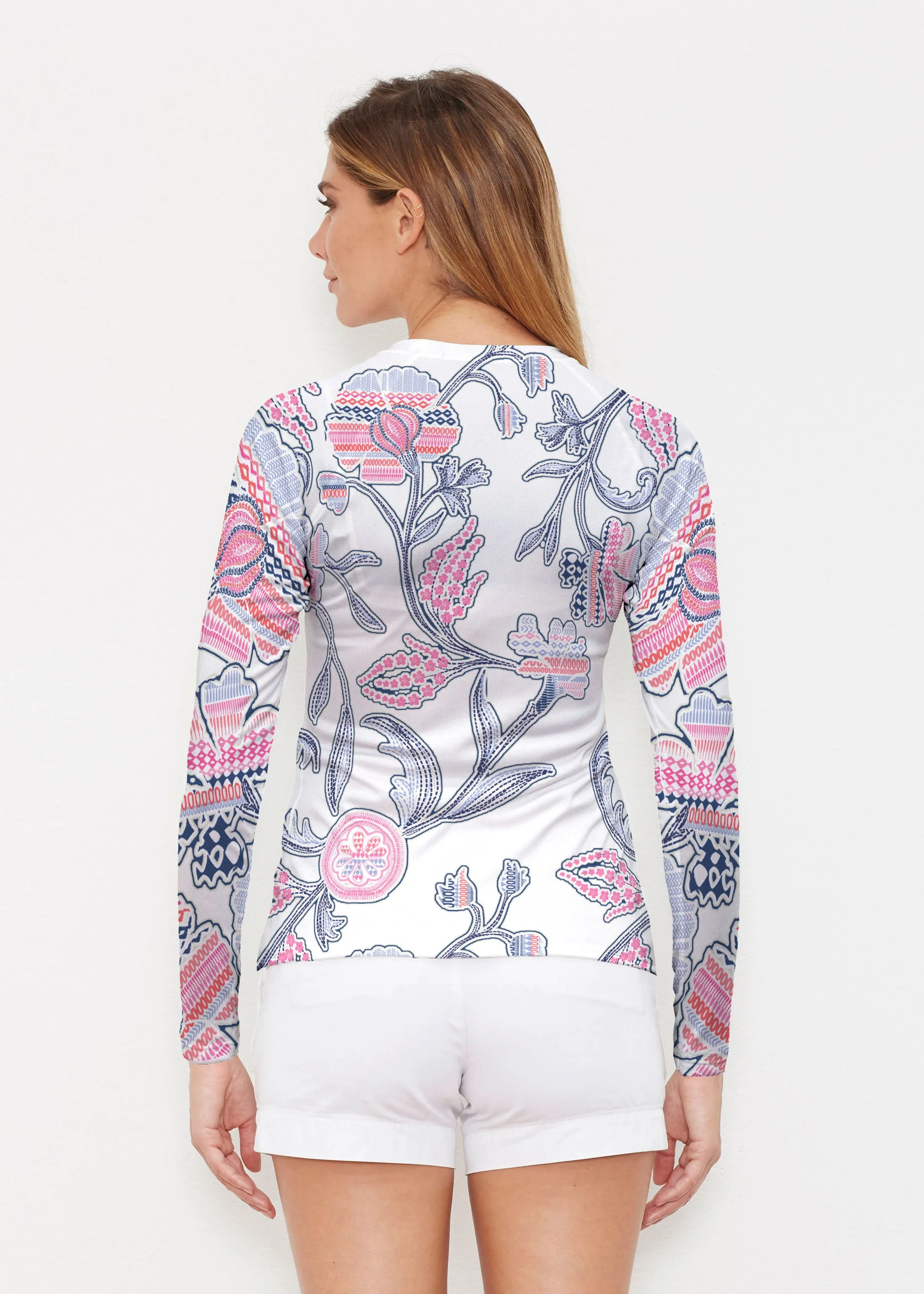 Patterns at Play Pink (7839) ~ Long Sleeve Rash Guard